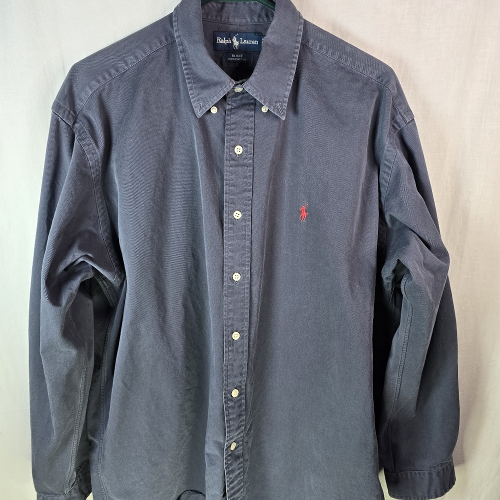 Ralph Lauren "Blake" mens_long-sleeved buttondown shirt size Large in Gray